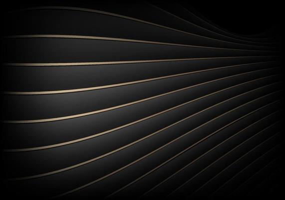 Abstract elegant black stripes with golden lines pattern on dark background luxury style