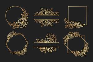 Rose Flower Gold Frames vector