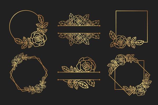 Rose Flower Gold Frames
