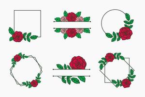 colección de bodas de marcos florales rosas vector