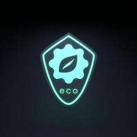 ECO Neon Icon. Ecology and conservation of the planet. 3d render illustration. photo