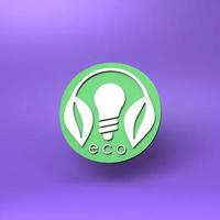 Eco energy icon. Ecology concept. 3d render illustration. photo