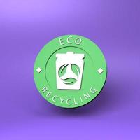 Eco recycling icon. Ecology concept. 3d render illustration. photo