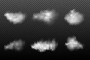 nubosidad vectorial blanca, niebla o humo sobre fondo oscuro a cuadros. vector