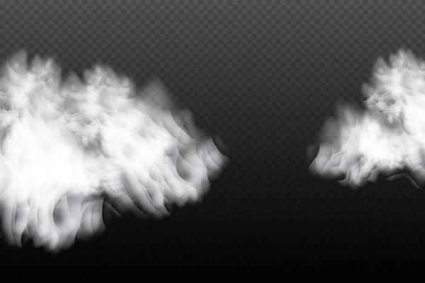 White vector cloudiness ,fog or smoke on dark checkered background.