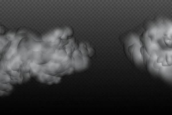 White vector cloudiness ,fog or smoke on dark checkered background.