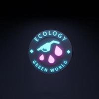 Eco fuel neon icon. Ecology concept. 3d render illustration. photo