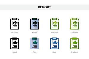 Report icon in different style. Report vector icons designed in outline, solid, colored, filled, gradient, and flat style. Symbol, logo illustration. Vector illustration