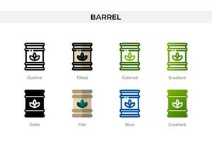 Barrel icon in different style. Barrel vector icons designed in outline, solid, colored, filled, gradient, and flat style. Symbol, logo illustration. Vector illustration