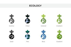 Ecology icon in different style. Ecology vector icons designed in outline, solid, colored, filled, gradient, and flat style. Symbol, logo illustration. Vector illustration