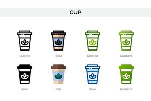 Cup icon in different style. Cup vector icons designed in outline, solid, colored, filled, gradient, and flat style. Symbol, logo illustration. Vector illustration