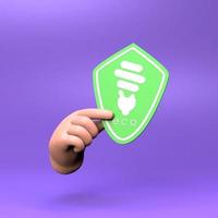 Hand holding ECO icon. Ecology and conservation of the planet. 3d render illustration. photo