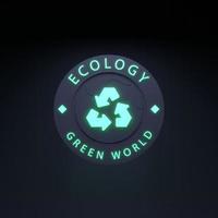 Neon icon on the theme of ECO. Ecology concept. 3d render. photo