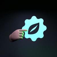 The hand holds a neon Icon on the theme of ECO. ECO friendly concept. 3d render. photo