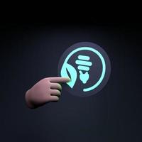 Hand holding neon ECO icon. Ecology and conservation of the planet. 3d render. photo