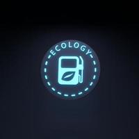 Eco fuel neon icon. Ecology concept. 3d render illustration. photo