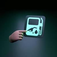 Hand holding neon eco fuel icon. Ecology concept. 3d render illustration. photo