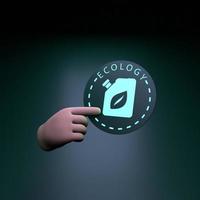 Hand holding neon eco fuel icon. Ecology concept. 3d render illustration. photo