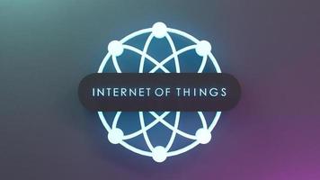 Neon Internet thing logo symbol. IoT concept. 3d render illustration. photo