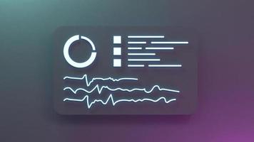 Neon graph icon with information on a black background. 3d render illustration. photo