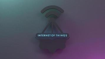 Neon Internet thing logo symbol. IoT concept. 3d render illustration. photo