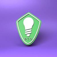 Eco energy icon. Ecology concept. 3d render illustration. photo