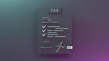 Tax return neon icon. Tax payment concept. 3d render illustration. photo