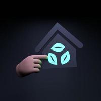 Hand holding neon ECO icon. Ecology and conservation of the planet. 3d render. photo