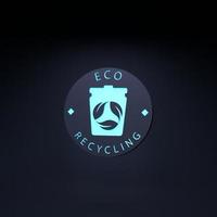 icono de neón de reciclaje ecológico. concepto de ecología. Ilustración de procesamiento 3d. foto