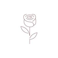 Red rose line art design illustration vector