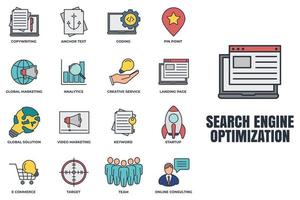 Set of Search Engine Optimization icon logo vector illustration. SEO Optimization pack symbol template for graphic and web design collection.