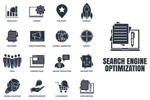 Set of Search Engine Optimization icon logo vector illustration. SEO Optimization pack symbol template for graphic and web design collection.