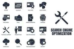 Set of Search Engine Optimization icon logo vector illustration. SEO Optimization pack symbol template for graphic and web design collection.