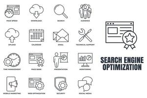 Set of Search Engine Optimization icon logo vector illustration. SEO Optimization pack symbol template for graphic and web design collection.