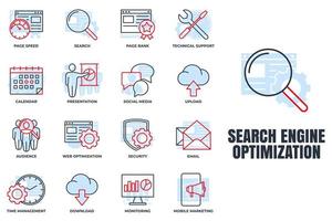 Set of Search Engine Optimization icon logo vector illustration. SEO Optimization pack symbol template for graphic and web design collection.