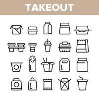 Takeout Food Vector Thin Line Icons Set