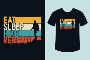 Eat sleep hike repeat retro vintage t-shirt design with hiking vector