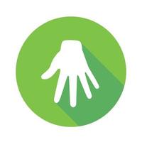 Vector flat icon. Sign with hand. Communication symbol. White hand with gesture on green round background isolated on white. Web button. Mood sticker