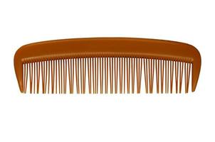 Brown Plastic Comb Isolated on White Background. photo
