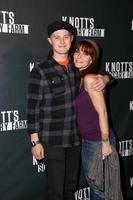 LOS ANGELES, OCT 3 - Lucas Grabeel, Emily Morris at the Knott s Scary Farm Celebrity VIP Opening at Knott s Berry Farm on October 3, 2014 in Buena Park, CA photo