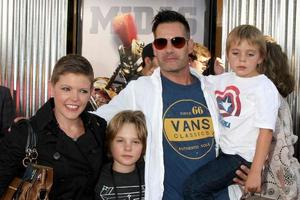 LOS ANGELES, OCT 2 - Natalie Maines, Adrian Pasdar arriving at the Real Steal Premiere at the Universal City Walk on October 2, 2011 in Los Angeles, CA photo