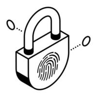 A biometric lock isometric line icon vector