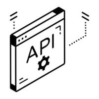 An icon of api isometric design vector