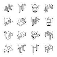 Pack of Gym Machines Line Icons