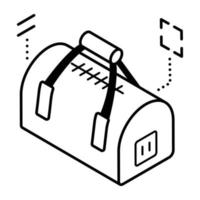 A gym bag in line icon vector
