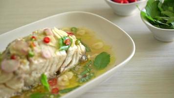 steamed sea bass fish fillet steak with herbs video