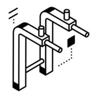 A gym arm machine line isometric icon vector