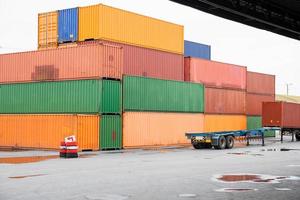 Stacked containers in the container terminals, Industry and Transportation concepts photo