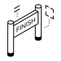 An isometric line icon of finish line vector