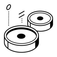 An isometric icon of weight plates vector